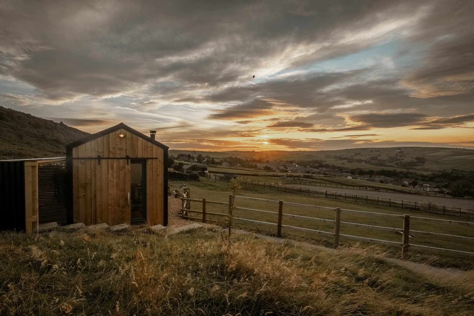 Wood-fired pizza oven outside The Bothy with the Dales beyond